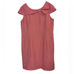 Voir Voir red boat neck bow cap sleeve sheath dress